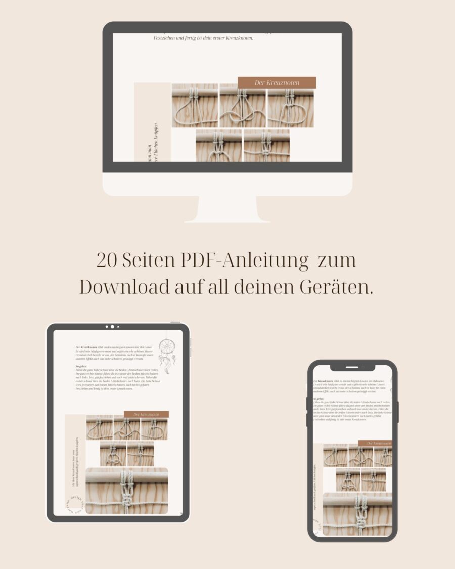 Makramee Knotenschule für Anfänger - Makramee Anleitung - einfache Schritt für Schritt Anleitung - Makramee Knoten - Knotenkunde - Makramee lernen - Makramee selber machen - Lady Handgemacht by Tamara Wagner